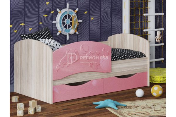 Кровать Дельфин-3 МДФ 1,6 фасад 3Д Розовый
