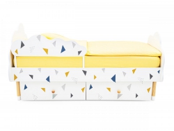 Кровать Stumpa Облако ящики, бортик рисунок Треугольники желтый, синий