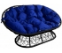 Диван Мамасан с ротангом каркас чёрный-подушка синяя