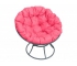 Кресло Папасан без ротанга каркас серый-подушка розовая