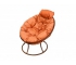 Кресло Папасан мини без ротанга каркас коричневый-подушка оранжевая