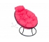 Кресло Папасан пружинка мини без ротанга каркас чёрный-подушка розовая