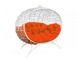 Диван Кокон Улей на ножках каркас белый-подушка оранжевая