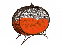 Диван Кокон Улей на ножках каркас коричневый-подушка оранжевая