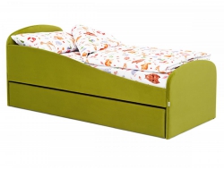 Кровать мягкая с ящиком Letmo велюр оливковый