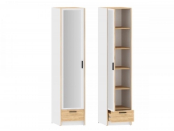 Шкаф для одежды Оттавия НМ 011.20 фасад с зеркалом Белый Фасадный/Дуб Крафт Золотой
